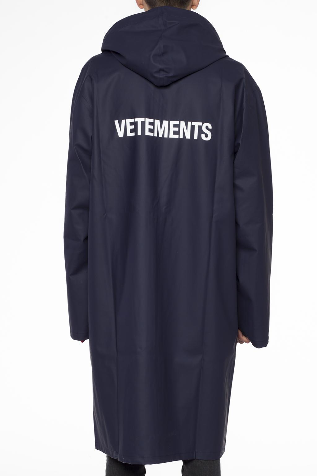 Navy blue Raincoat with logo VETEMENTS - Vitkac Italy